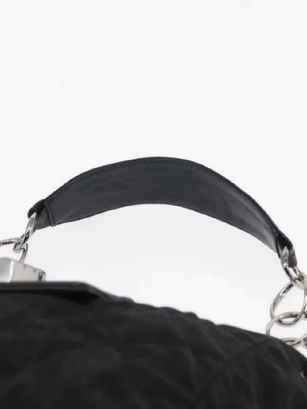 CHANEL Chain 2.55 Shoulder Bag Nylon Black Silver CC Auth 164361